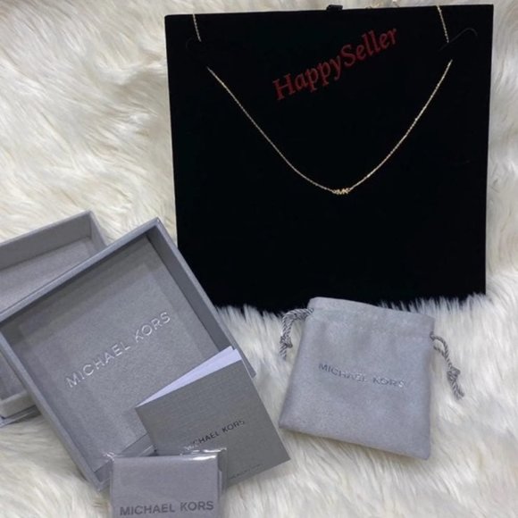 Michael Kors Necklace MK Logo Gold Plated Silver Boho Chic Mothers Day Gift New - Picture 1 of 3